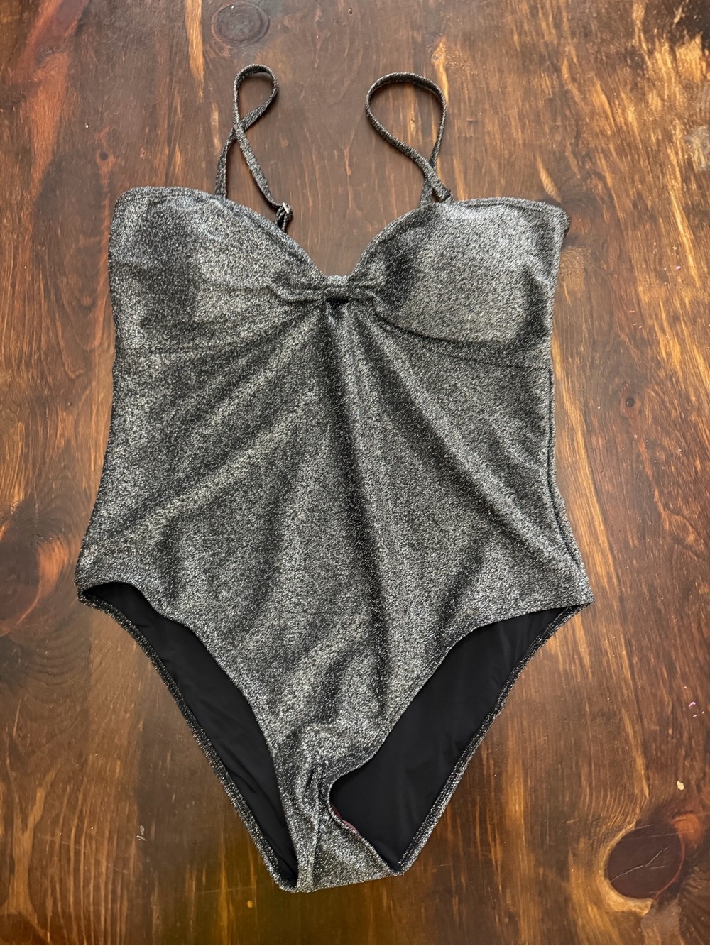 Betsey Johnson Black and Silver Sparkle One-Piece